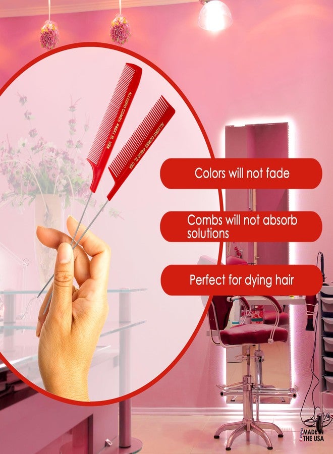 Allegro Combs Allegro XL Rat Tail & Pin Combs - Metal Tail Foiling Combs for Stitch Braids - 2 Pc. (Red) - Image 5
